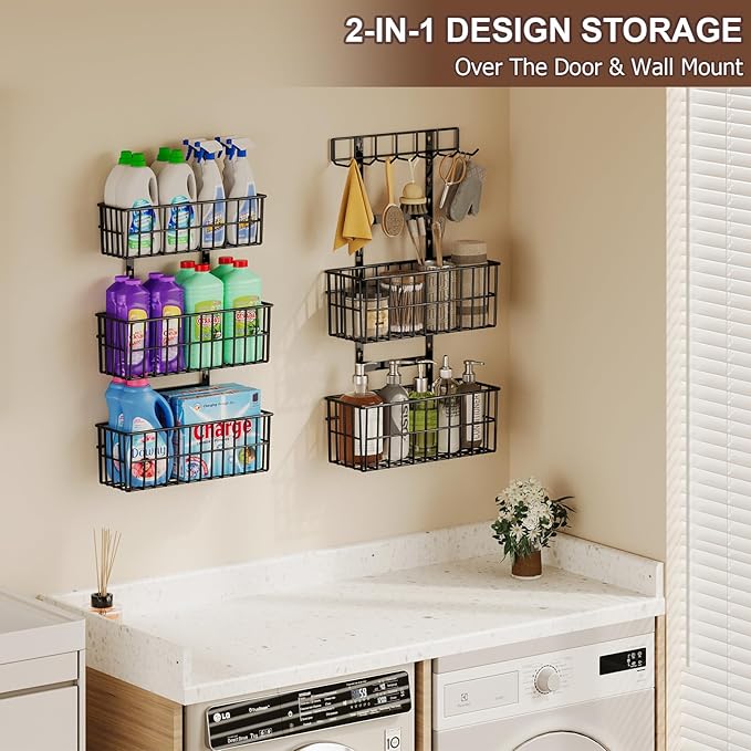 Adjustable Over The Door Organizer, Metal Hanging Door Organizer