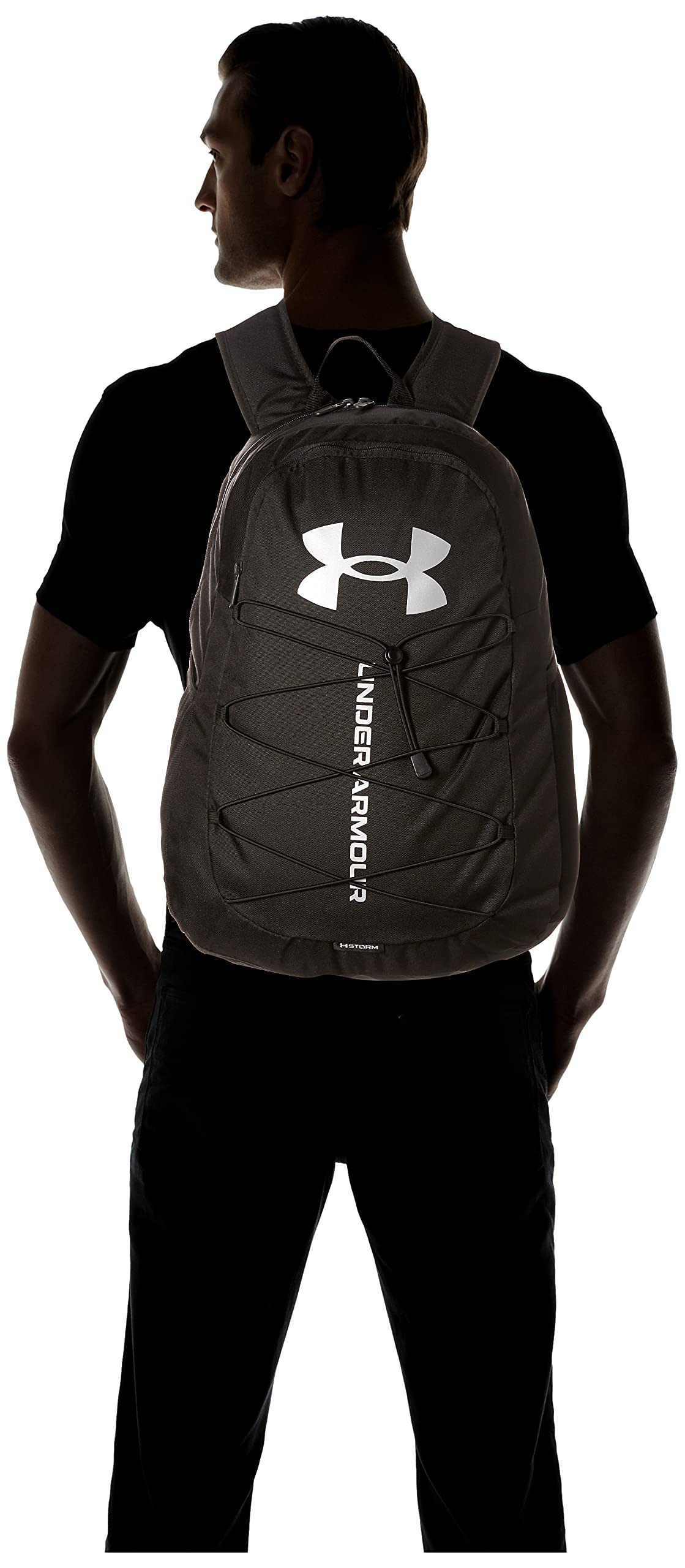 Under Armour Unisex-Adult Hustle Sport Backpack , Black (001)/Silver , One Size Fits All