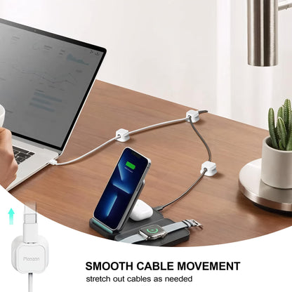 48 Pack Magnetic Cable Clip Organizer Cord Holder, Picozon Adhesive Cable Management, Wire Phone USB Charger Cable Holder, Keeper Organizer for Office Home Desktop Table - White