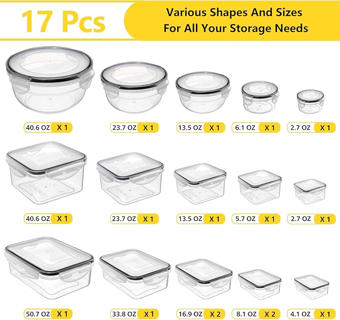 34 PCS Food Storage Containers