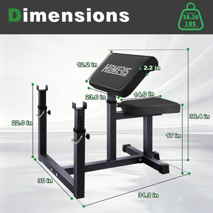 HEMERIS Preacher Curl Bench, Max Load 450 LBS Strength Training Bench Home Gym Bench Fitness Equipment,6-Level Seated Barbell Dumbbell Bicep Curl Machine Weight Bench(Black)