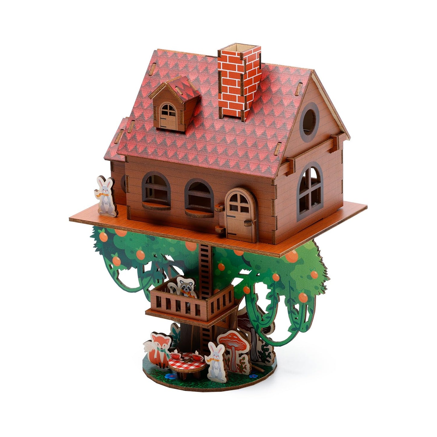 3D Wooden Puzzles for Adults Treehouse - Whimsical Forest Animal Tea Party 3D Puzzle Kit, Creative DIY Craft & Home Decor Gift