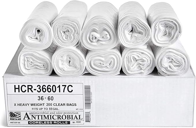 Aluf Plastics High Density Trash Bags, 55 Gallon, 17 Micron,