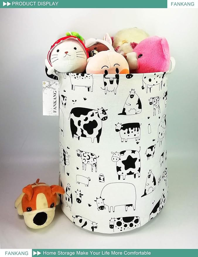 FANKANG Storage Basket, Nursery Hamper Canvas Laundry Basket Foldable