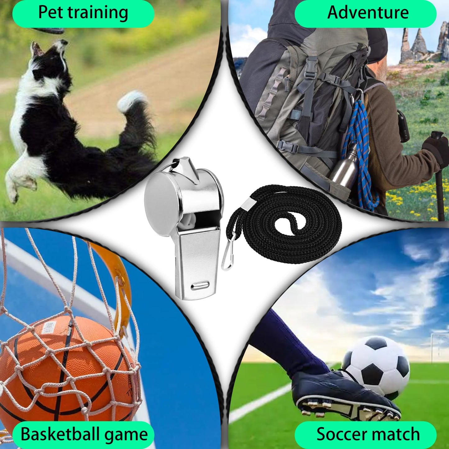BENACES Metal Whistle, Whistles for Adults with Lanyard, 6 Pack Coaches Sport Whistle, Teacher Whistle, Referee Whistle, Suitable for Coaching/Refereeing/Athletic Training/Pet Training