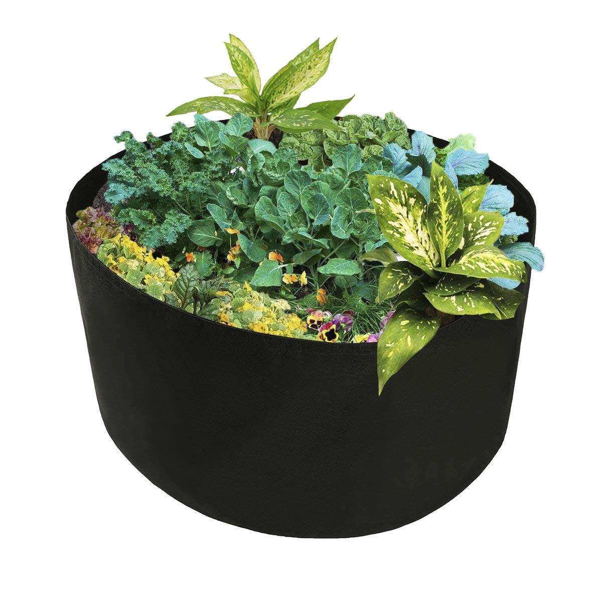 Xnferty 150 Gallons Extra Large Round Raised Garden Bed, Deep Soil Diameter 46"/ Height 22" Planting Container Grow Bags Durable Felt Fabric Planter Pot for Plants,Vegetables,Flowers (Black)