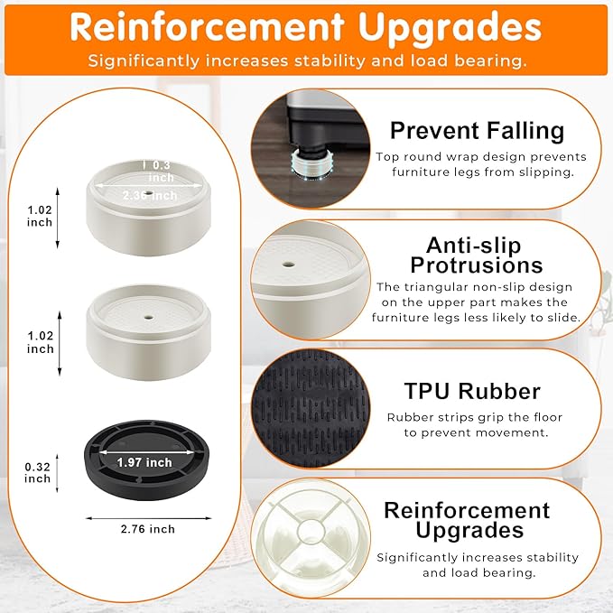 Furniture Risers Bed Risers Heavy Duty 1 inch, 2 inch, 3 inch, 4 inch Round