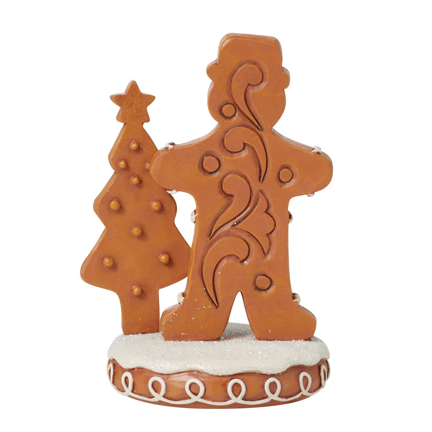 Enesco Jim Shore Heartwood Creek Gingerbread Christmas Gent with Tree Figurine- Stone Resin Hand Painted Crafted Collectible Mini Figurines Christmas Home Decor Statue, 4.62 Inch