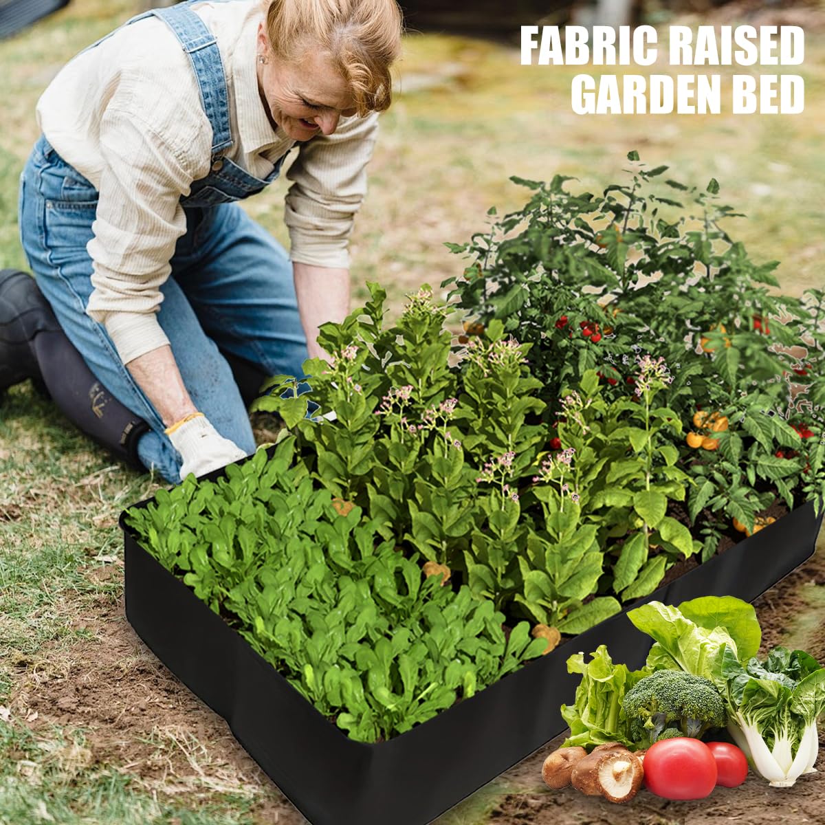 Kasoyo (2 Pack) 128 Gallon Rectangular Planting Bags and 50 Gallon Round Flower Bed Planting Bags, Suitable for Growing Vegetables, Potatoes and Flowers in The Garden