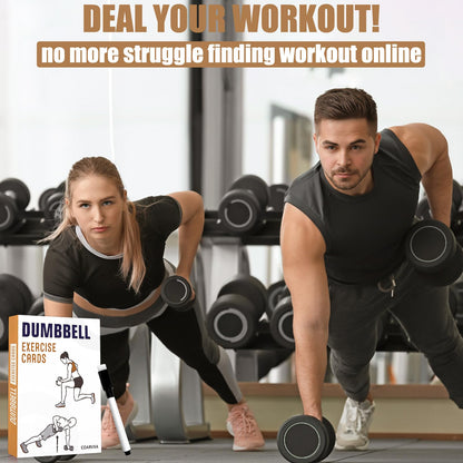 Dumbbell Cards for Women & Men-50 Dumbbell Workout Cards，Includes 2 Rings& Dry-Erase for Easy Organization-Home, Gym or Studio (Dumbbell)