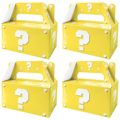 12 Pack Pixel Video Game Question Mark Birthday Party Candy Boxes, Yellow Surprise Gift Boxes with Handles for Adults, Boys & Girls, Ideal for Pixel Mining World Theme Party Favors and Decorations