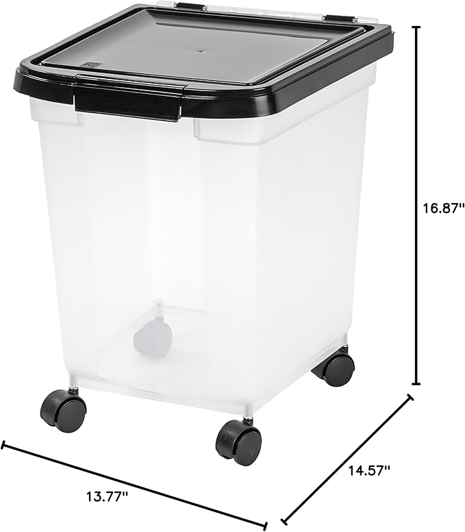 IRIS USA Airtight Dog Food Storage Container, WeatherPro, Removable Wheels