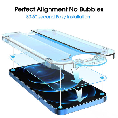 amFilm Easiest Installation OneTouch for iPhone 15 Pro Max Screen Protector [6.7 Inch] Tempered Glass + Camera Lens Protector, Auto-Alignment Tech, Bubble Free, Case Friendly, Anti-Scratch [2+2 Pack]