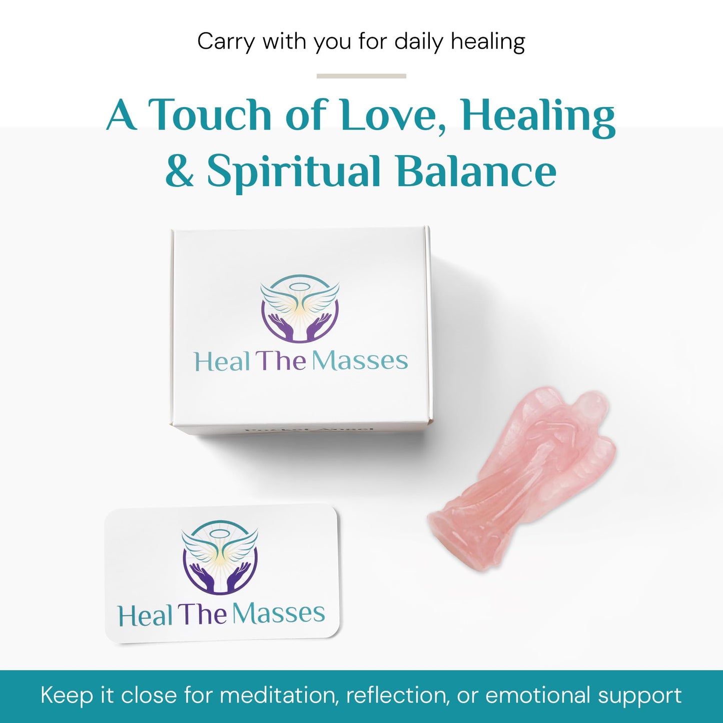 Rose Quartz Crystal Pocket Angel Figurine - 2 Inch Guardian Angel Healing Crystal Stone Statue Blessed with Angelic Energy for Healing, Love, Protection and Meditation, Small Spiritual Gift for Women