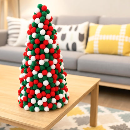 Caydo 1200 Pieces 1cm Christmas Pom Poms, Small Pompom Balls for Kids Creative Arts & Crafts Projects Making and DIY Decorations( Red, Green, White)