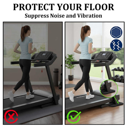 4PCS Non-Slip Walking Pad Mat,Treadmill Mat Pad for Carpet Hardwood Floors Indoor & Gym, Noise Reduction Exercise Equipment Mat for Under Treadmill & Exercise Bike Machines (4, 10mm)