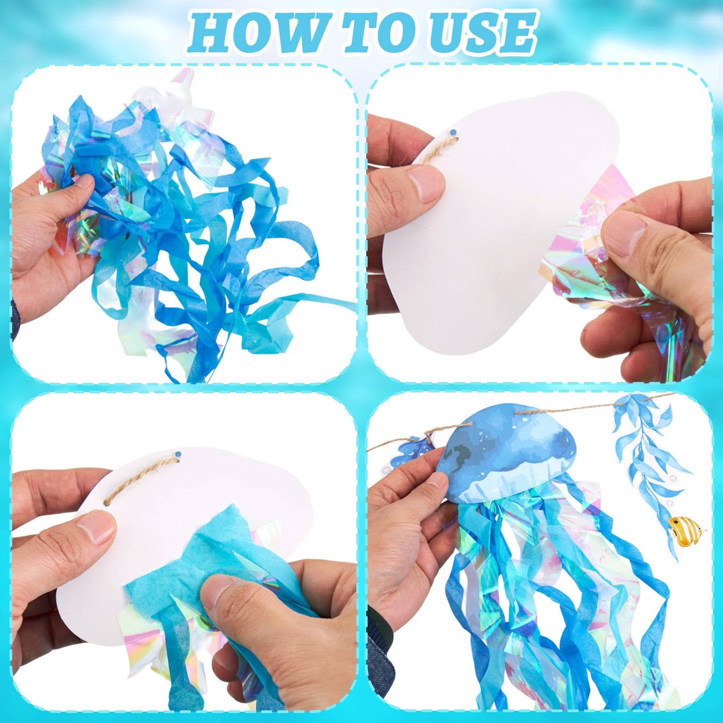 SUNBEAUTY Starfish Seashell Banner Under The Sea Party Decoration Jellyfish Hanging Garland 9.8ft Blue Bubble Garlands for Ocean Beach Theme Birthday Decor Mermaid Summer Party Decor