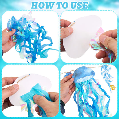 SUNBEAUTY Starfish Seashell Banner Under The Sea Party Decoration Jellyfish Hanging Garland 9.8ft Blue Bubble Garlands for Ocean Beach Theme Birthday Decor Mermaid Summer Party Decor