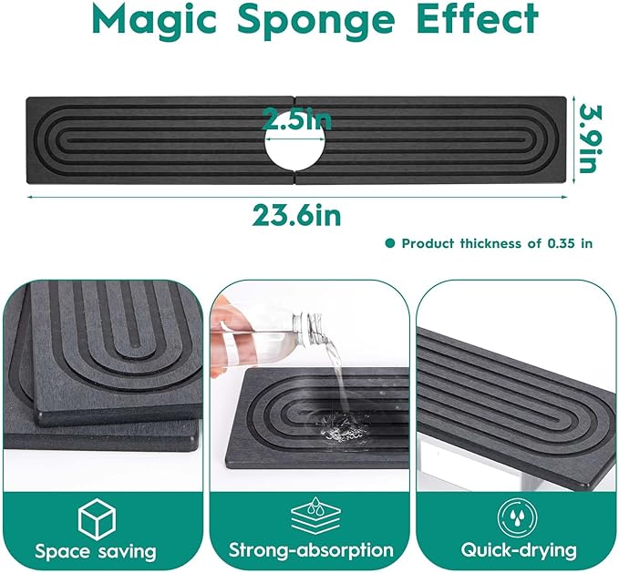 24 Inch Stone Faucet Mat for Kitchen Sink, Kitchen Sink Splash Guard-Water