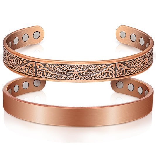 Auramag Copper Bracelets for Women, Magnetic Copper Bracelets for Women with 3500 Gauss Magnets, Adjustable Jewelry with Gift Box (2PCS)