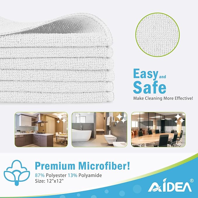 AIDEA Microfiber Cleaning Cloth-12PK, Soft Microfiber Towels