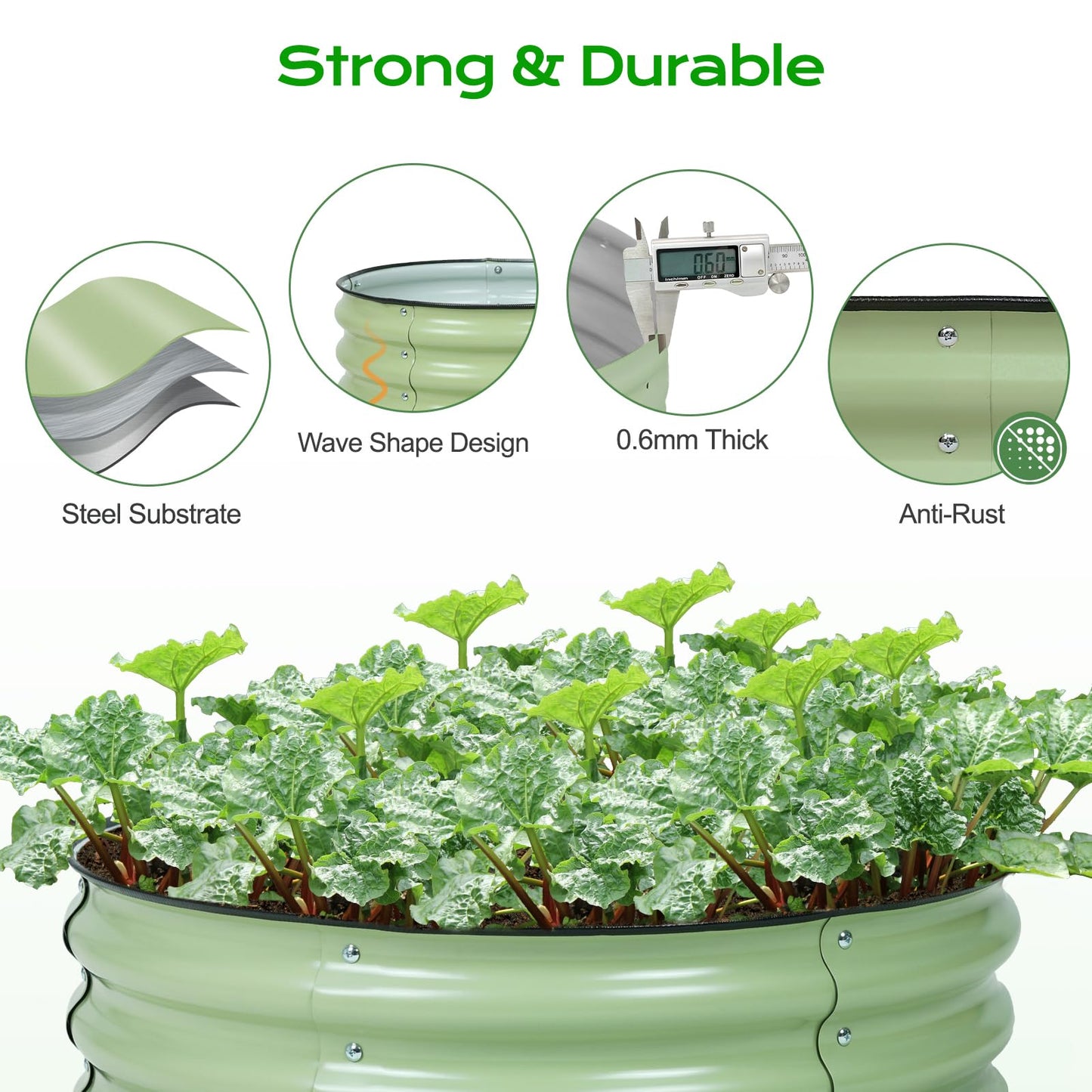 Aoodor 2 Pack 9" Tall 30" Metal Raised Garden Bed, Outdoor Planter Box and Raised Garden Kit for Vegetables, Flowers, Arugula and Herbs, Olive Green