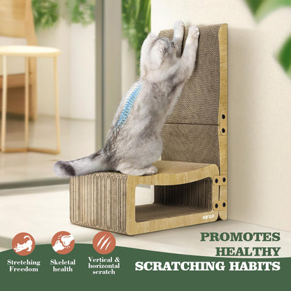 Pawtasy Cat Scratcher Cardboard 2 in 1 Cat Scratching Pad Multi-Functional Cat Scratch Board Furniture Scratcher Lounge Couch Bed for Indoor Cats Kitten to Play and Rest