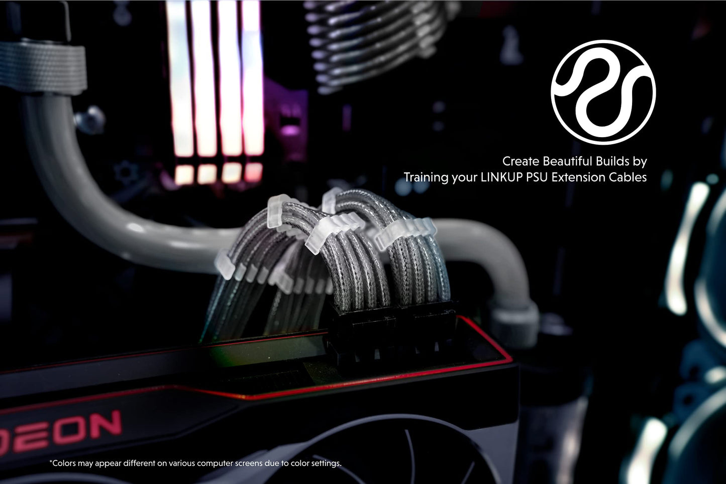 LINKUP - 30cm PSU PC Power Extension Cable Metallic Sleeved Silicone Coated Soft & Flexible to Route Custom Mod GPU & CPU w/Comb Kit | 1x 24P (20+4) | 1x 8P (4+4) CPU | 2x 8P (6+2) GPU | 300mm -Silver