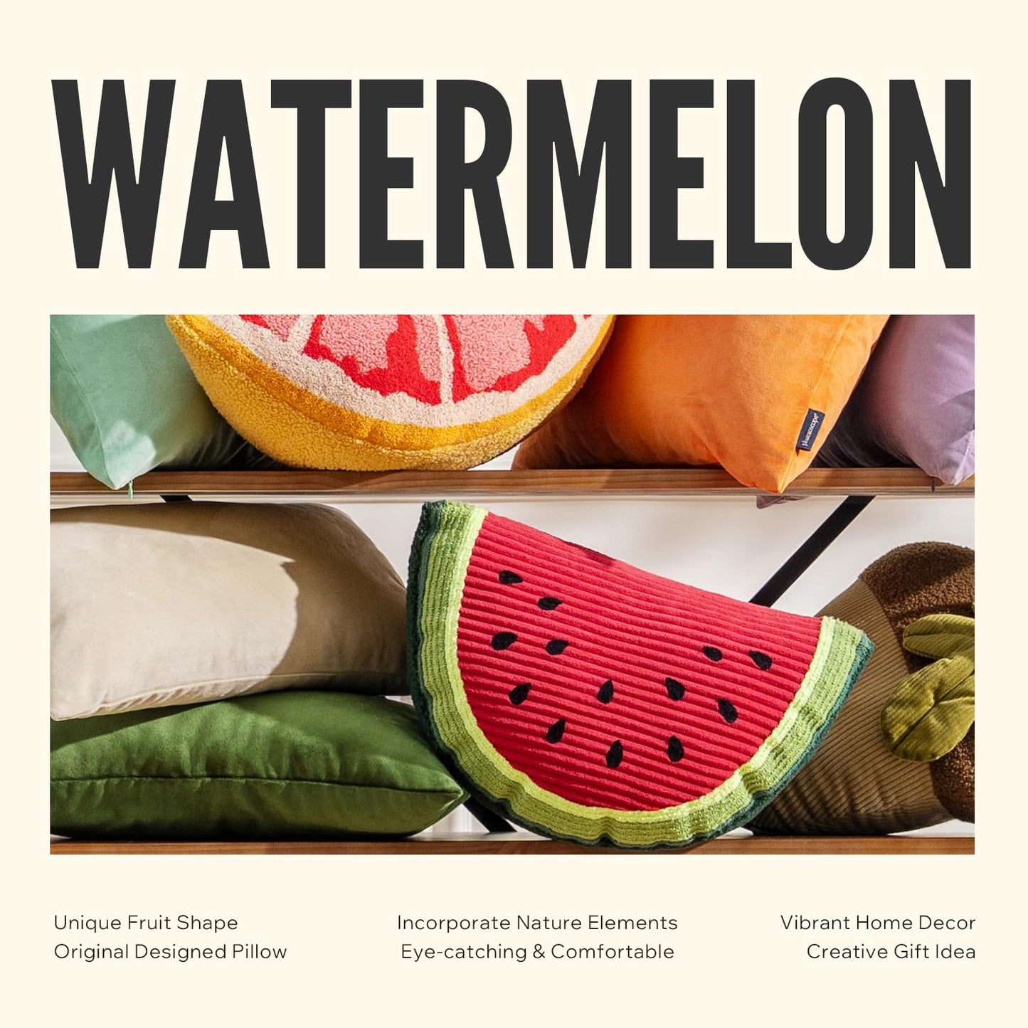 Phantoscope Papaya Shaped Throw Pillow, Fruit Themed Cushion for Couch, Bed and Chair, Pink, 10 x 15 inches