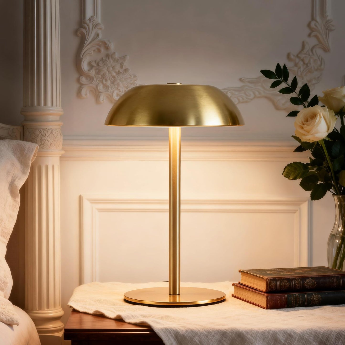 SisiHokai Small Rechargeable Lamp Cordless, LED Touch Battery Operated Table Lamp, Portable, Dimmable, Modern Home Decor, Desk, Bedroom, Bedside, Living Room, Kitchen, Patio, Restaurant, Bar, Gold