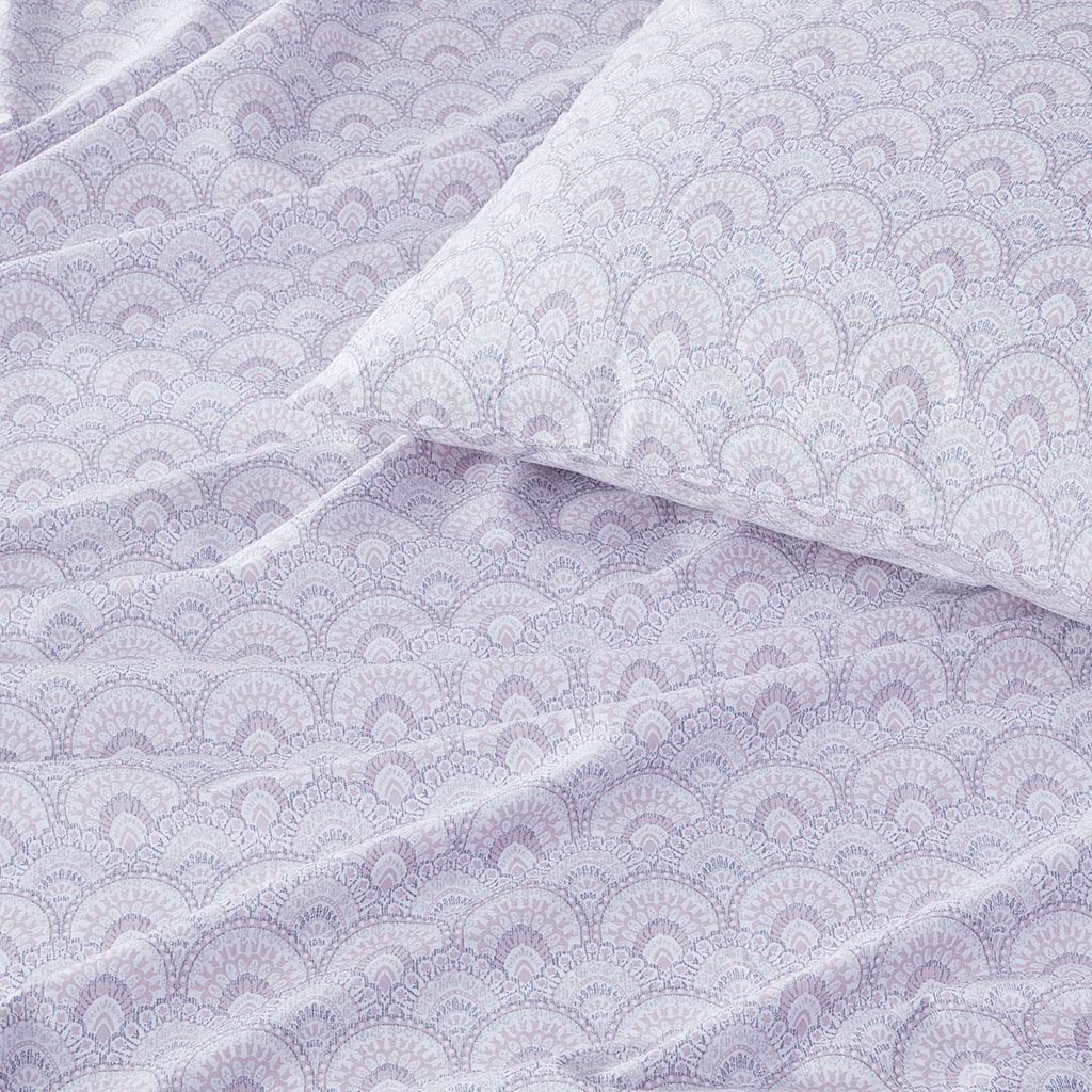 Comfort Spaces 100% Cotton Sheet Set Breathable, Lightweight, Soft with 14" Elastic Pocket Fits up to 16" Mattress, All Season Cozy Bedding, Matching Pillow Case, Full Tabitha Purple 4 Piece