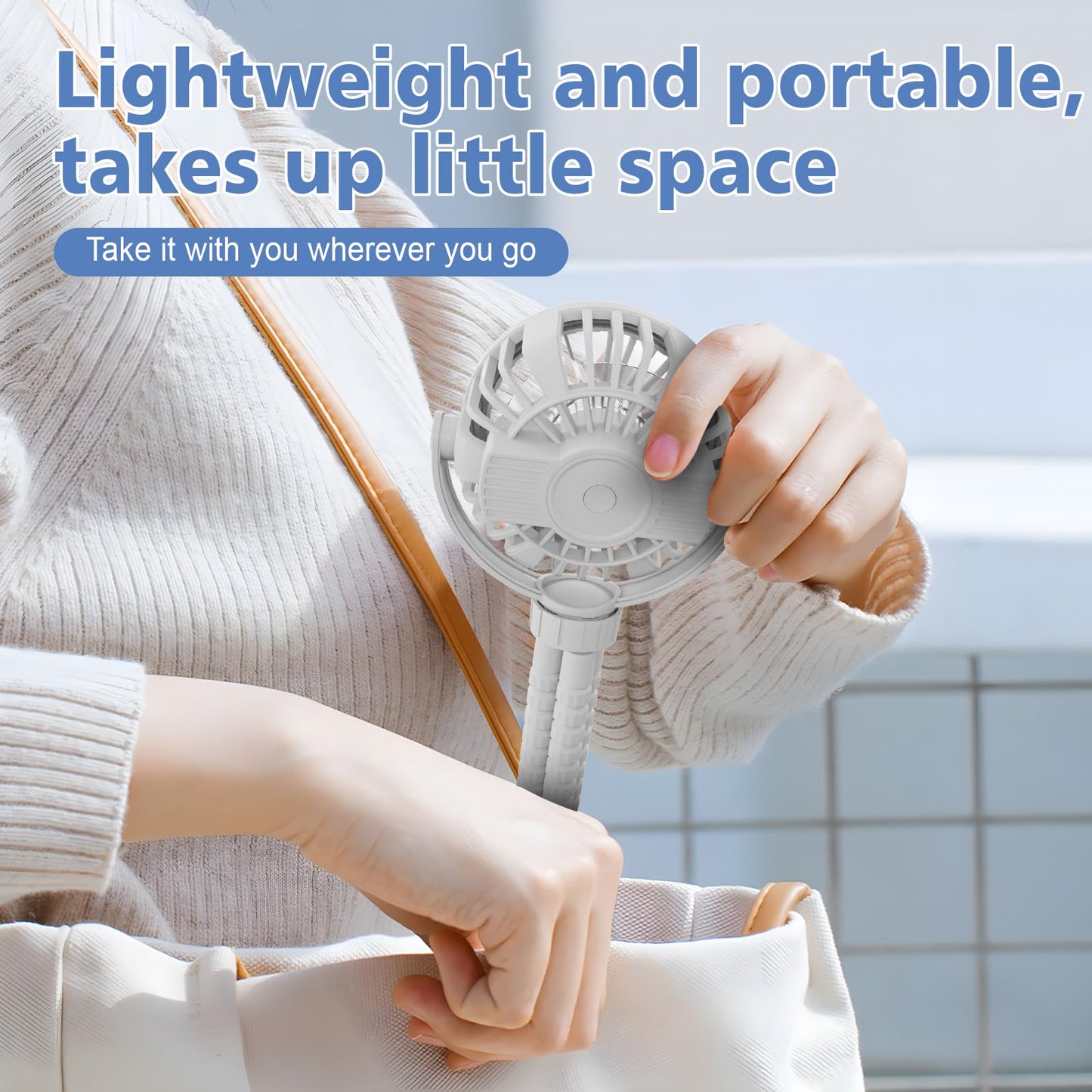 SOPOKE Mini Portable Baby Stroller Fan,3 Speed Personal Handheld Fan,Battery Operated Rechargeable 360° Flexible Tripod Cooling Fan, Suitable for Car Seat Crib Treadmill Golf Cart Travel(Yellow)