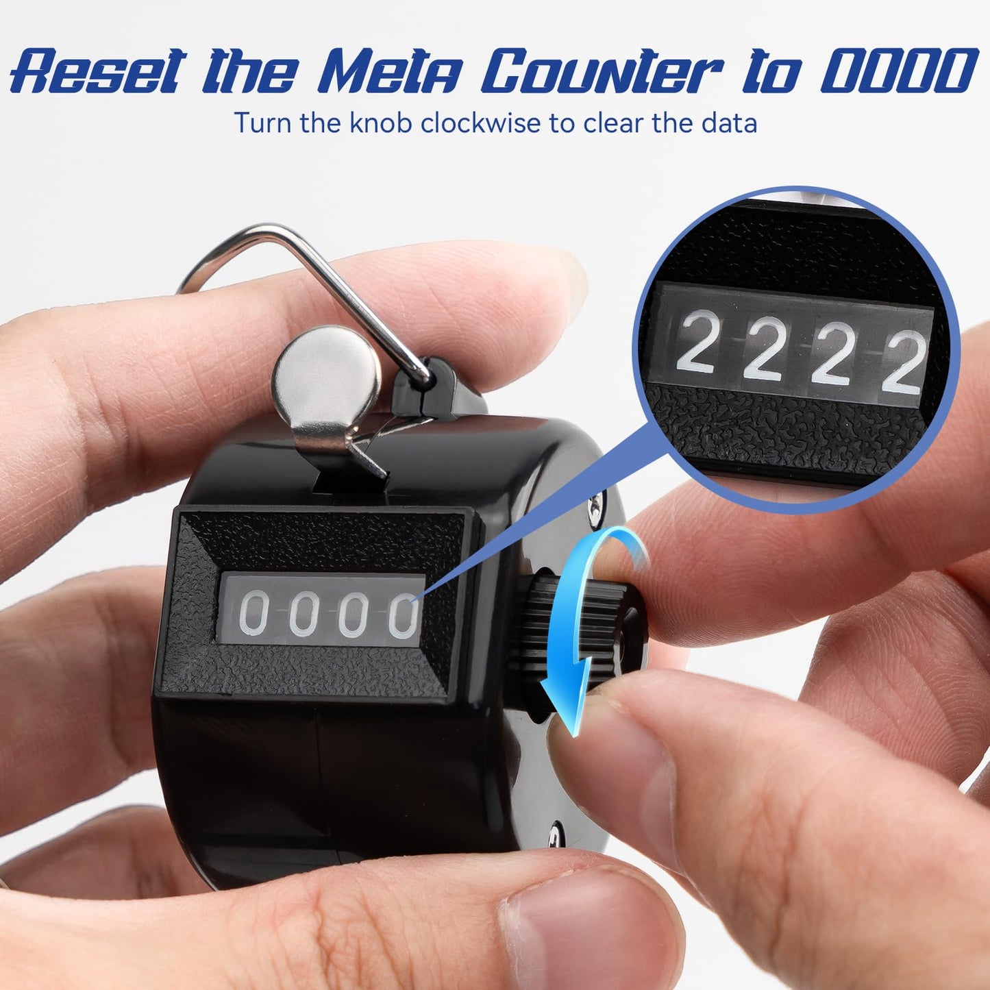CINDALOG 4-Digit Handheld Mechanical Counter Clicker with Finger Ring, Tally Counter for Inventory Counting, Sports Scoring, Coaching, Events and Classroom Attendance