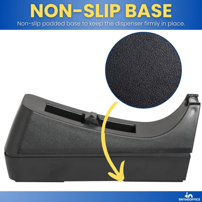 1InTheOffice Desk Tape Dispenser, Black 4 Pack (Desktop Tape Dispenser)