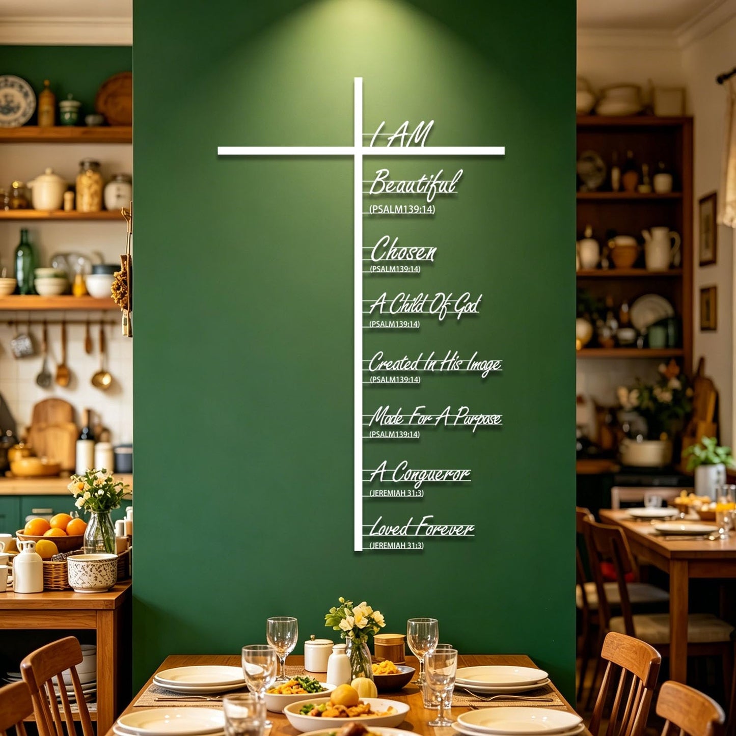 vinwipe Cross and Bible Verse Metal Wall Art, I Am Cross Metal Wall Decor, Christian Wall Art, Faith Decorations for Living Room, Dining Room (Gold, 30"x18"/76x46cm)
