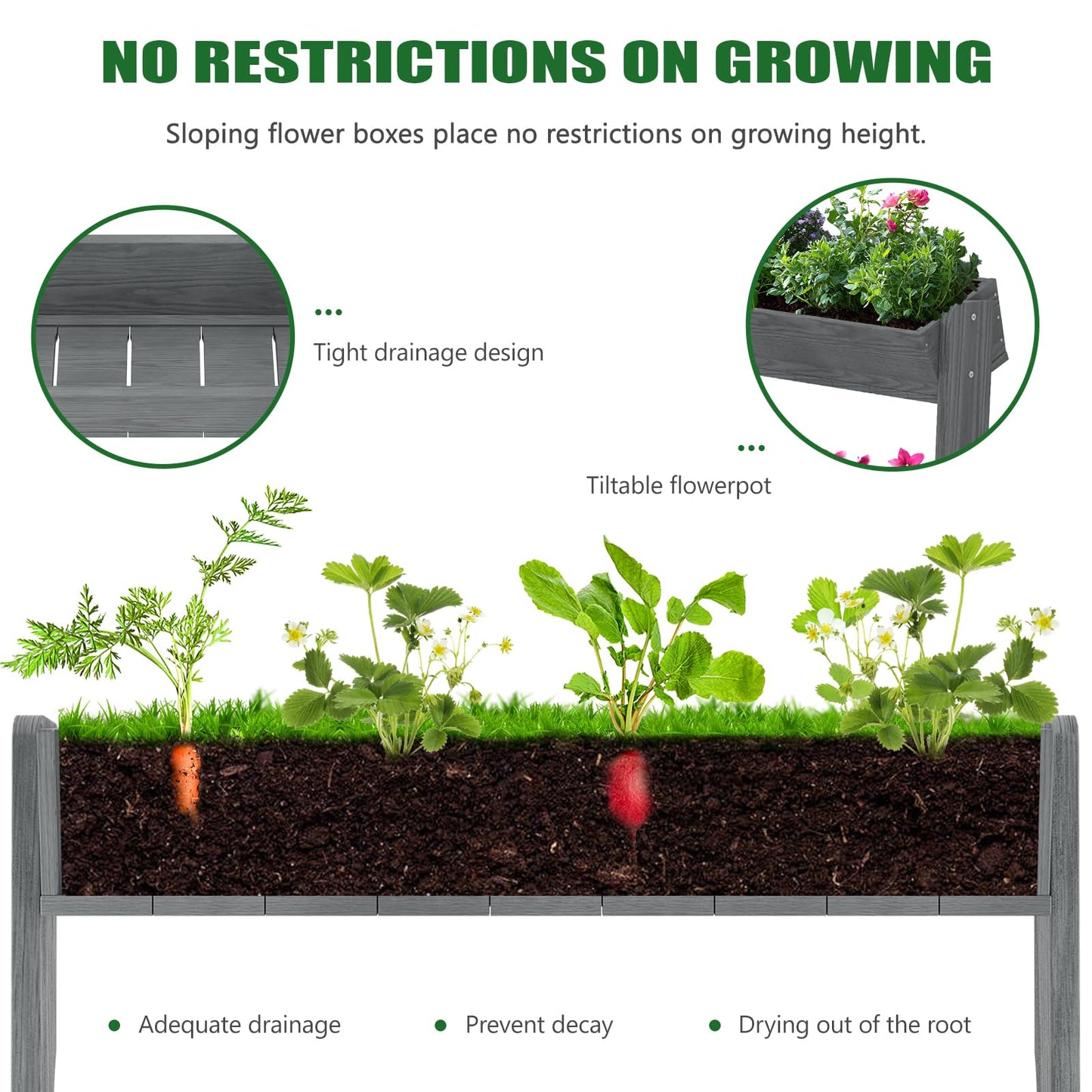 UrGROWA Wooden Vertical Raised Garden Bed, 4 Tier Garden Planters Raised Beds Freestanding Plant Stand Flower Rack Wooden Planter Box for Plants Herbs Flowers Vegetables Outdoor Indoor Gardening