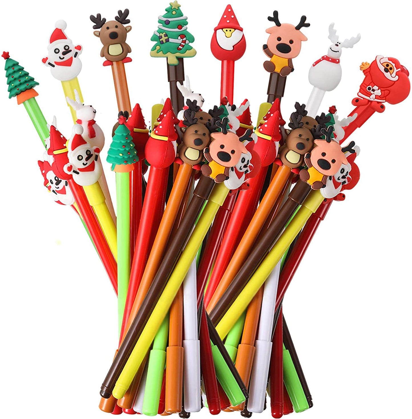 Christmas Gel Ink Pen Novelty Rollerball Pens Black Gel Ink for School Boys and Girls Office Supplies, 8 Style - Christmas Tree, Snowman, Reindeer, Santa Claus (64 Pieces)