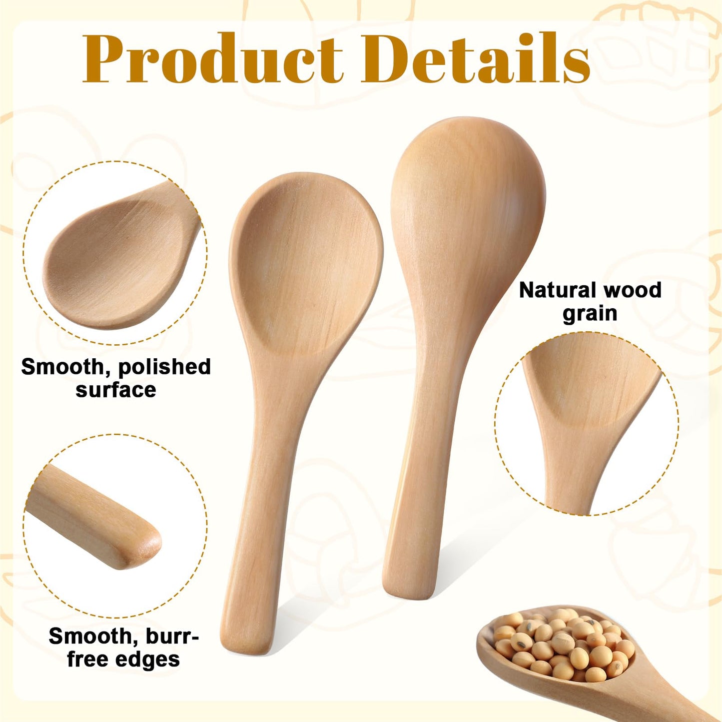 100 Pcs Mini Wooden Spoons Bulk, 3.5'' Little Natural Wood Teaspoons for Jars, Small Bath Salt Spoon, for Jars Sugar Creamer Honey Spices Salt Condiment