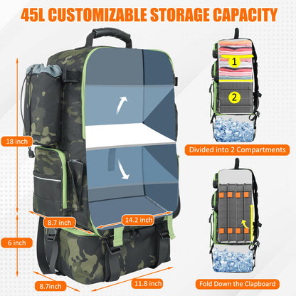 ayamaya Rechargeable Fan + Cooler Fishing Backpack, 20000mAh Fan with Remote, 9 Speeds, 45L Tackle Backpack with Insulated Lunch Bag for Fishing Camping