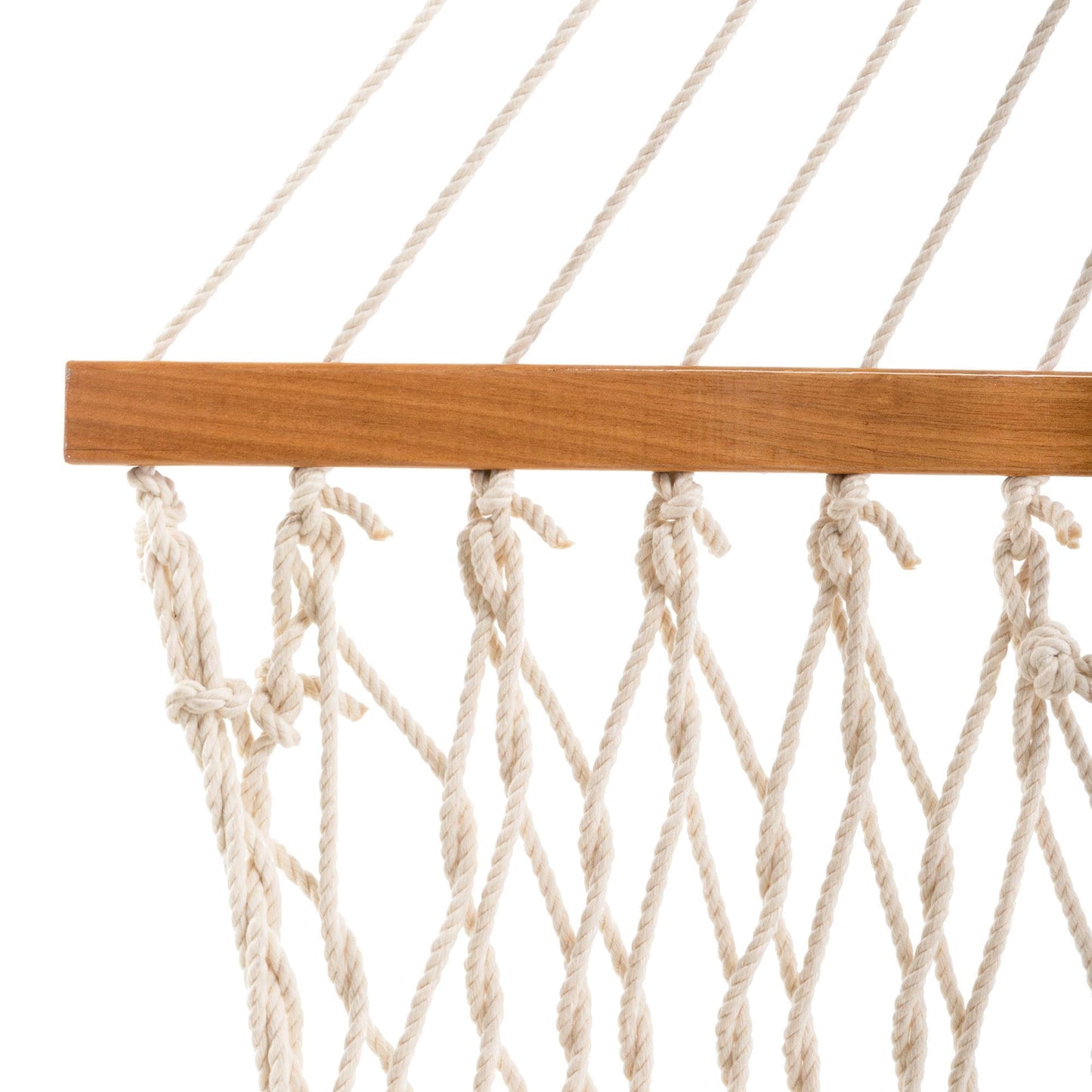 Original Pawleys Island Deluxe Oatmeal DuraCord Rope Hammock – 13 ft. x 65 in, 2-Person, 450 lb Capacity, Oak Spreader Bar, Zinc-Plated Hardware, Handcrafted in the USA