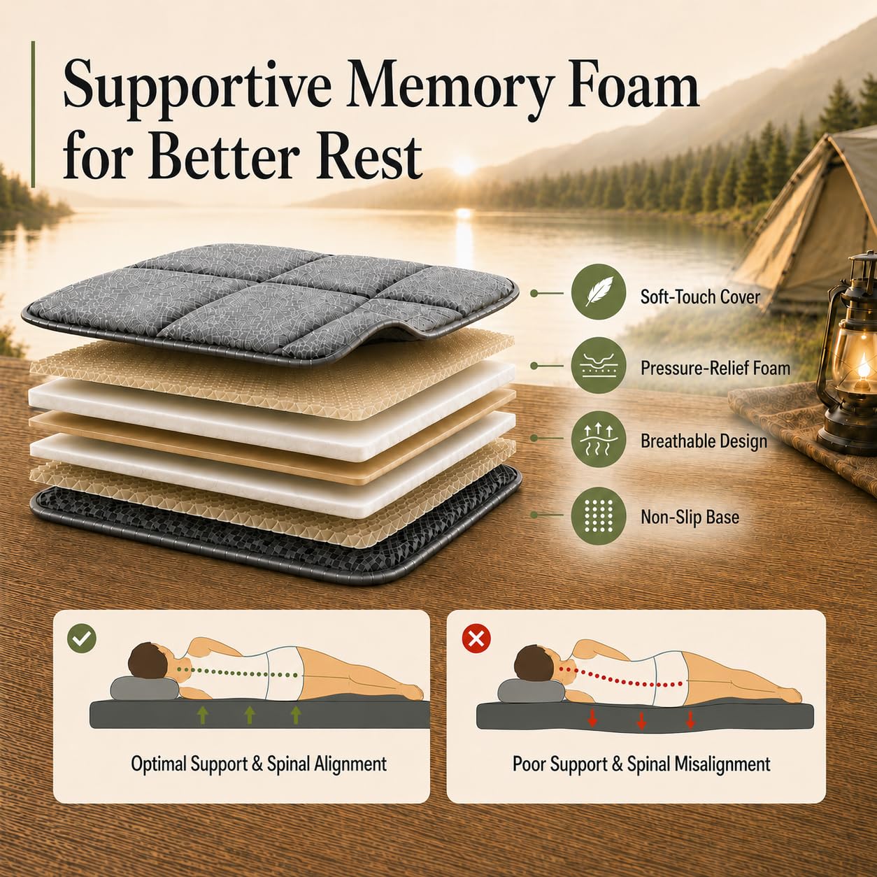 MGRFTOX Car Mattress Non-Inflatable Car Camping Mattress, Foldable Trunk Sleeping Pad with Split Design, Portable Car Bed for Road Trips, Camping, Travel, for Ford Bronco Sport，for Ford