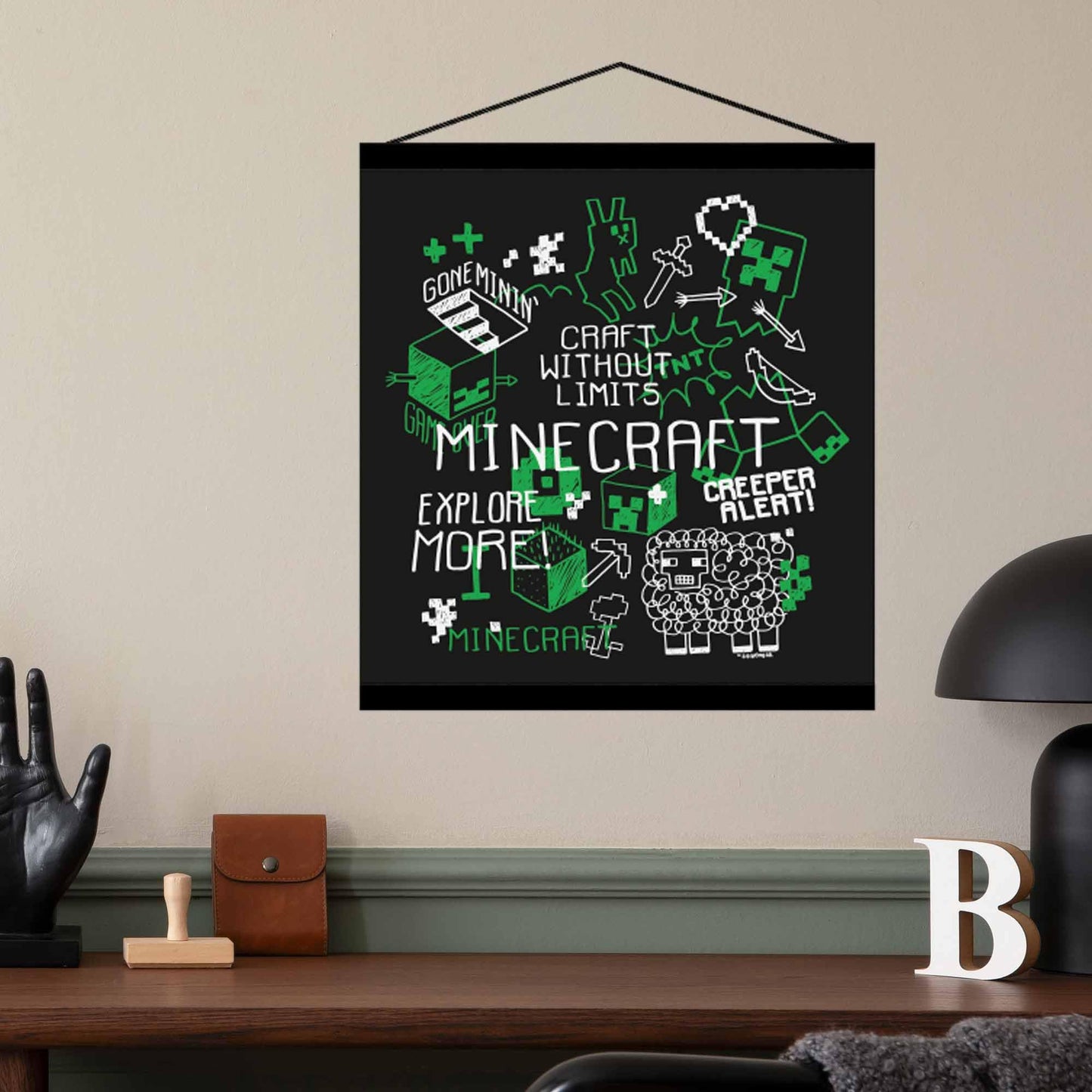 Open Road Brands Minecraft Craft Without Limits Hanging Canvas Banner - Fun Minecraft Wall Decor for Bedroom or Game Room