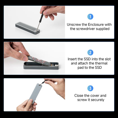 fanxiang M.2 NVMe Enclosure, Dual-Protocol SSD Enclosure USB 3.2 Gen2 10Gbps, Up to 4TB M Key/B+M Key, With USB C to C and USB A to C Cables for 2230/2242/2260/2280—MD87