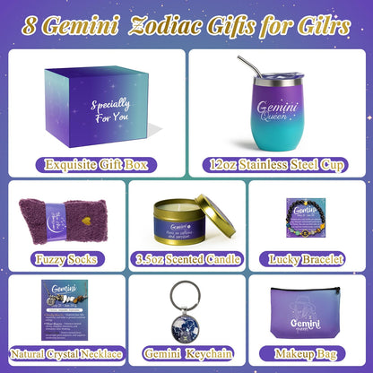Gemini Birthday Gifts for Women Zodiac Gift Basket Sets for Best friend, Mom, Sister, Wife, Unique Birthday Gift Ideas for Women