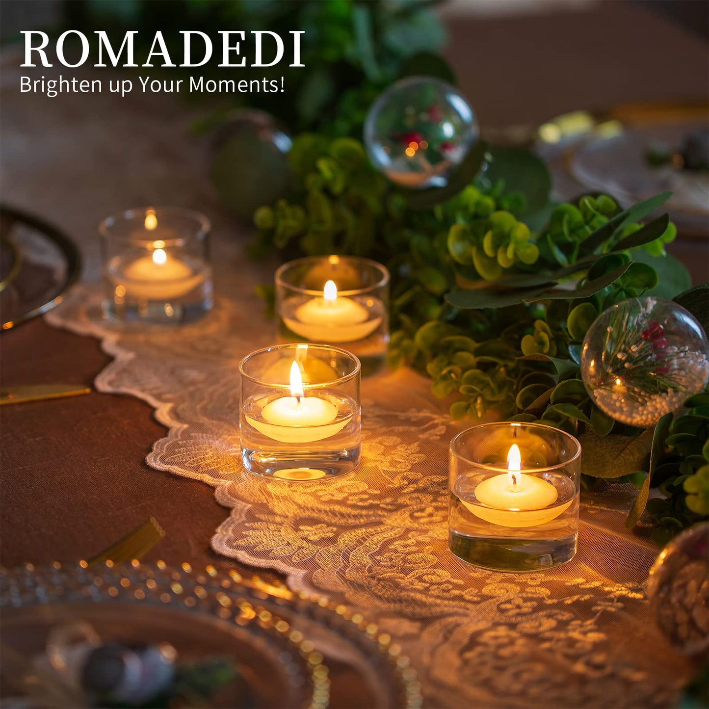 Romadedi Clear Tealight Candle Holder - Glass Votive Table Bulk Small Wedding Decor Centerpiece Floating Tea Lights for Christmas Party Birthday Home Pack of 12