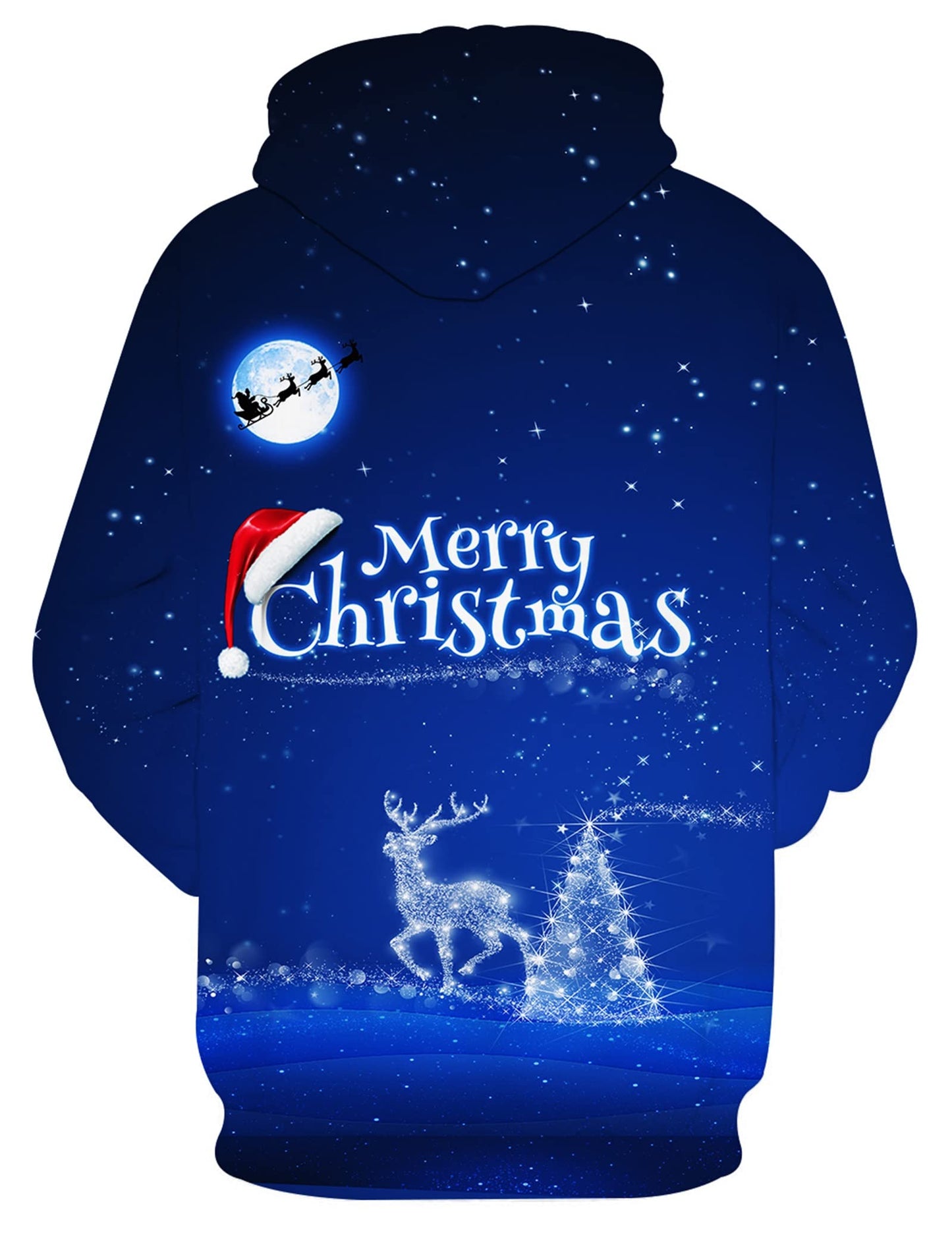 Yasswete Mens Hoodies Graphic 3D Christmas Sweatshirts Unisex Blue Pullover Hooded Hoody for Women Cool Sweaters Clothes Shirt for Winter Size Medium