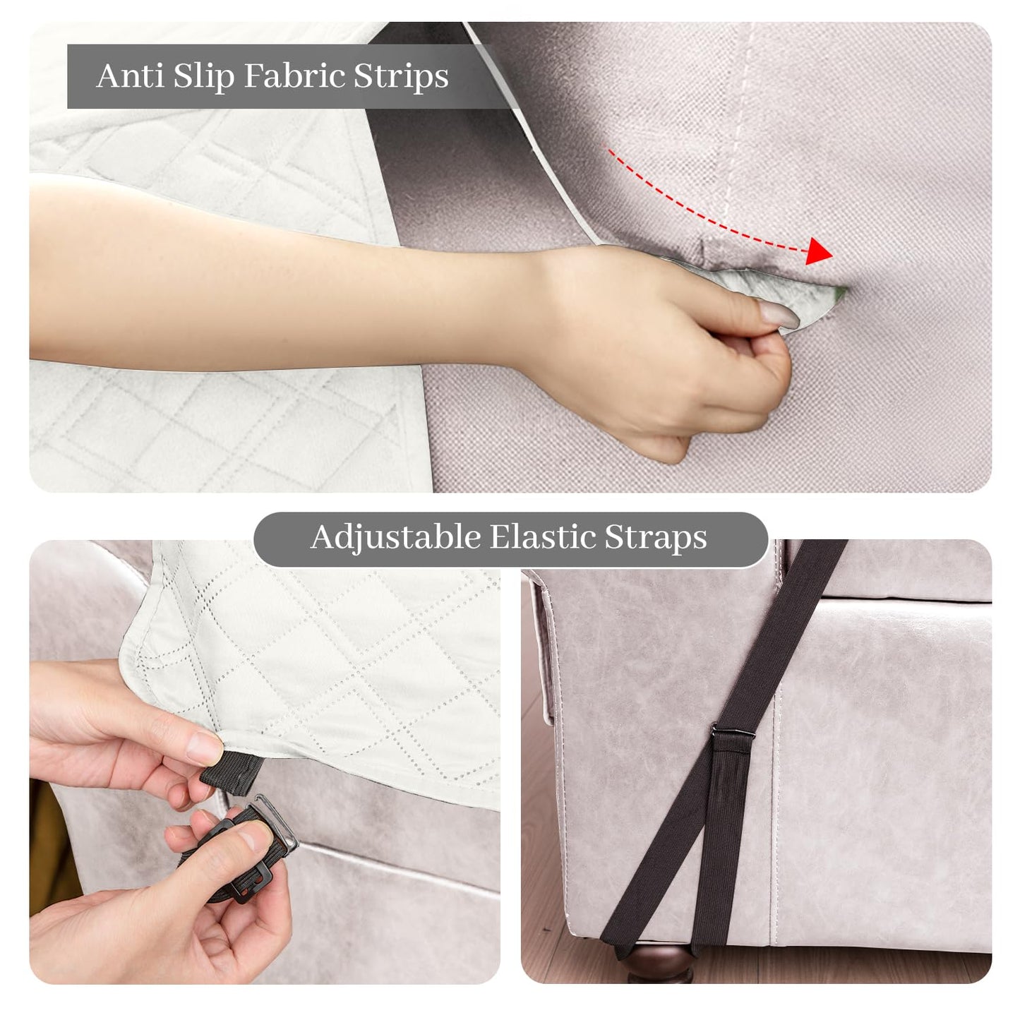HYZOTEX Waterproof Sectional Couch Cover for Dogs, Extra Large L Shape Corner Sofa Cover, Non-Slip Washable U Shaped Sofa Slipcovers Furniture Protector (XX-Large, Ivory White)