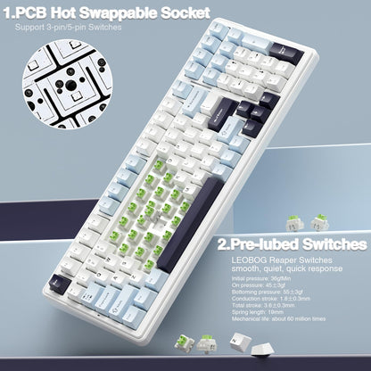 AULA F99 Wireless Mechanical Keyboard,Tri-Mode BT5.0/2.4GHz/USB-C Hot Swappable Custom Keyboard,Pre-lubed Linear Switches,RGB Backlit Computer Gaming Keyboards for PC/Tablet/PS/Xbox