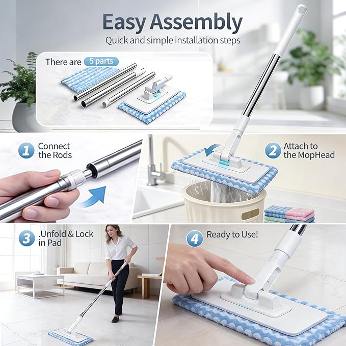 Disposables Dust Mini Mop 2026 New Lazy Mop Magnetic Clip Zero Touch on Snap