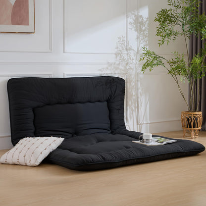Ingdgnoso Japanese Floor Mattress, 3.5" Thicken Futon Mattress Tatami Mat, High Density Foam Support for Adult Kids Sleep, Portable Futon Sofa Bed for Camping, Pet Mat, Queen 80"x 60"（Black）